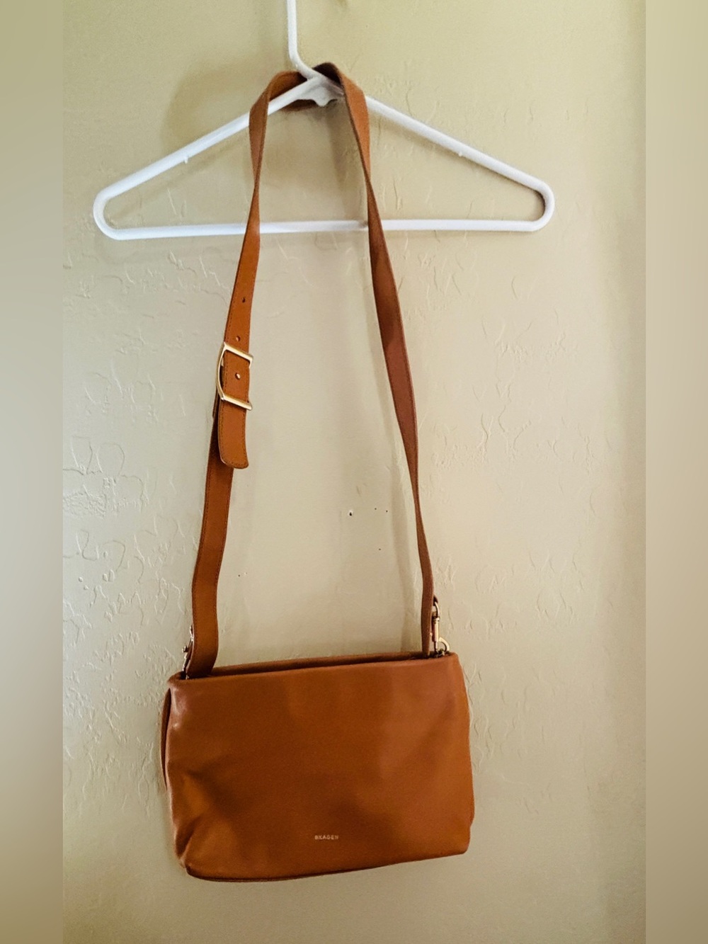 Skagen Cognac Leather Crossbody Bag/Purse with Top Handle & Strap Beautiful - Picture 4 of 6